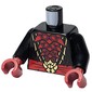Torso, Ninja Robes, Dark Red Spikes Chest, Red Sash, Gold Buckle, Trim print, Black Arms, Dark Red Hands