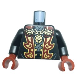 LEGO part 973c03h10pr0002 Torso, Black Arms, Dark Red Hands with print in Black
