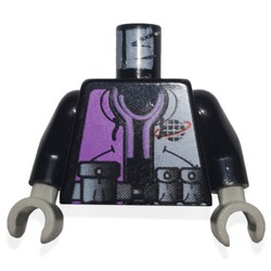 Torso Jacket with Alpha Team Logo, Purple Shirt and 3 Pockets on Belt Print, Black Arms, Light Gray Hands