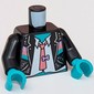 Torso Jacket, White Shirt, Coral Tie with Lavender Bone, Glitter print, Black Arms, Dark Turquoise Hands