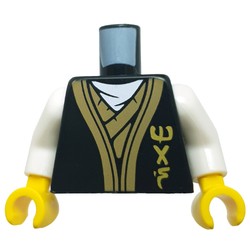 LEGO part 973c27h01pr0082 Torso, White Arms, Yellow Hands with print in Black