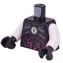 LEGO part 973c27h03pr0027 Torso, White Arms, Black Hands with print in Black