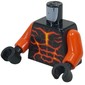 Torso, Orange/Yellow Lava Patterns print, Orange Arms, Black Hands