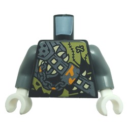 LEGO part 973c75h27pr0001 Torso, Pearl Titanium Arms, White Hands with print in Black