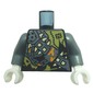 Torso, Silver Armor, Chain, Yellowish Green Fangs, Olive Tattered Shirt print, Pearl Titanium Arms, White Hands