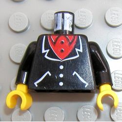 Torso Suit and Red Shirt Print, Black Arms, Yellow Hands