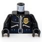 Torso Police Leather Jacket, Gold Badge, Radio, Ammo Belt / 'Police' on Back Print, Black Arms and Hands