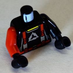 Torso, Odd Arms, Jumpsuit with Arctic Logo and Red Straps Print, Left Black Arm, Right Red Arm, Black Hands