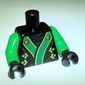 Torso Robe with Green and Gold Obi Sash Print, Bright Green Arms, Black Hands