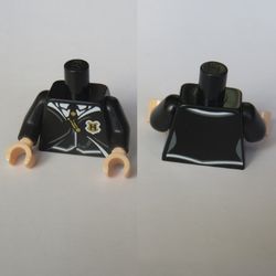 Torso Suit and Tie with Hogwarts Crest Print, Black Arms, Light Nougat Hands