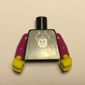 Torso Hoodie with Pocket, Drawstring and Minifig Skull Print, Magenta Arms, Yellow Hands - Back print