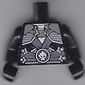 Torso Armor with Silver Plates, Dark Bluish Gray Sash Belt Print, Black Arms and Hands
