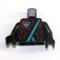 Torso Robe with Dark Turquoise Trim, Dark Red Spots, and '404' Badge Print, Black Arms and Hands