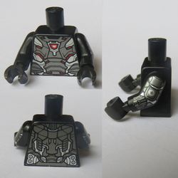 Torso Armor, Red, Silver Plates with Dark Red Detailing, Red and White Arc Reactor Print (War Machine), Black Arms and Hands with Armor Print