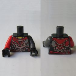 Torso, Odd Arms, Armor with Red and Copper Plates, Gear with Clock Hands Print, Left Pearl Titanium Arm, Right Red Arm, Black Hands