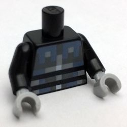 Torso Pixelated Light Bluish Gray, Sand Blue and Silver Armor Print, Black Arms, Light Bluish Gray Hands