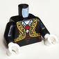 Torso Jacket, Red Rose And Gold Decorations Print, Black Arms, White Hands