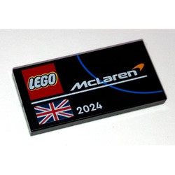 Tile 2 x 4 with Lego Logo, McLaren Logo, Great Britain Flag and 2024 print