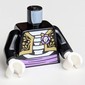 Torso Jacket, Catrin/Mariachi, White Skeleton, Skull, Medium Lavender Cummerbund and Flower, Gold Decorations Print, Black Arms, White Hands