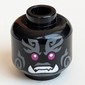 Minifig Head, Magenta Eyes, White Sharp Teeth, Fangs, Dark Bluish Gray Markings Print