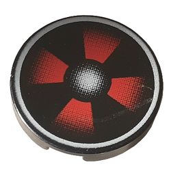 Tile Round 2 x 2 with Red Fan Print