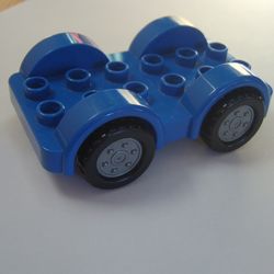 Duplo Car Base 2 x 6 with Four Black Tires and Metallic Silver Wheels on Removable Axles
