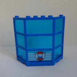 Window Bay 3 x 8 x 6 with Trans-Dark Blue Glass with 5 White Stripes and Coast Guard Print