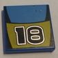 Tile 2 x 2 with Number 18 and Medium Blue / Yellow Stripes Print