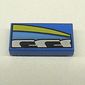 Tile 1 x 2 with Blue, Black, Silver, and Yellow Stripes Left Print