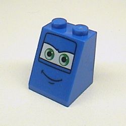 Slope 65° 2 x 2 x 2 with Bottom Tube and Eyes, Green on White Background and Smile Print 1