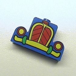 Brick Curved 1 x 4 x 2 Centre Stud Top with Yellow and Red Mickey Mouse Car Grill Print