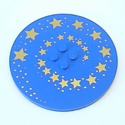 Plate Special Round 8 x 8 with 2 x 2 Center Studs with Gold Swirling Stars Print