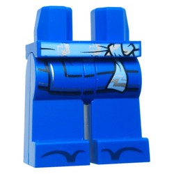 LEGO part 970c28pr0018 Hips and Blue Legs with print in Bright Blue/ Blue