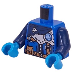 LEGO part 973c05h04pr0001 Torso, Dark Blue Arms, Dark Azure Hands with print in Bright Blue/ Blue