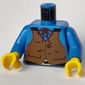 Torso Vest, Brown with Buckle, String Bow Tie Print, Blue Arms, Yellow Hands