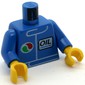 Torso Racing Jacket with Octan Logo and Italic 'OIL' Print, Blue Arms, Yellow Hands