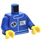 Torso Racing Jacket with Octan Logo and OIL' / '2012 The LEGO Store Overland Park, KS' on Back Print, Blue Arms, Yellow Hands