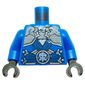 Torso Armor over Robes, Dark Blue Straps, Silver Plates, Clasps and Lightning Emblem Print, Blue Arms, Black Hands