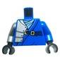 Torso, Odd Arms, Silver Armor over Right Arm, Gold Lightning, Dark Blue Strap print, Left Blue Arm, Right Flat Silver Arm, Black Hands