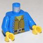 Torso Jacket, Open, Brown Shirt, Silver Buttons Print, Blue Arms, Yellow Hands