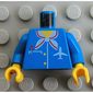 Torso Jacket, Pocket, Pen, Scarf and Plane Logo Print, Blue Arms, Yellow Hands