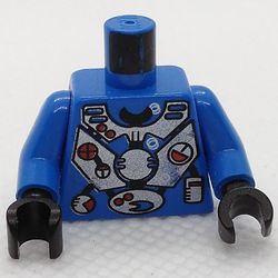 Torso Armor, Silver Diving Suit with Gauges and Buttons Print (Hydronaut), Blue Arms, Black Hands