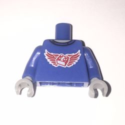 Torso Shirt with Red Wings and 2 x 2 Brick Print, Blue Arms, Light Bluish Gray Hands