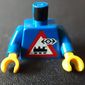 Torso Black Train Logo on Locomotive Triangle Sign Print, Blue Arms, Yellow Hands