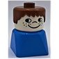 Duplo 2 x 2 x 2 Figure Brick Early, Short Spiky Hair Brown, Cheek Freckles Print