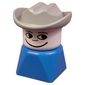 Duplo 2 x 2 x 2 Figure Brick Early, Cowboy Hat Light Gray, Looking Left Print