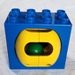 Duplo Brick 2 x 4 x 2 with Green Ball in Yellow Rattle