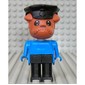 Fabuland Figure Bertie Bulldog with Brown Head, Blue Torso, Arms and Hands, Black Legs and Black Police Hat