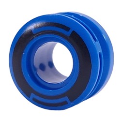 LEGO part upn9997pr0001 Wheel 11 x 8 with Center Groove, One Smooth Side with Black Circles print in Bright Blue/ Blue