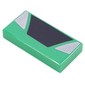 Tile 1 x 2 with Black Trapezoid, Silver Triangles print